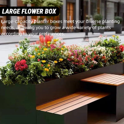 Aihm-Lon Landscape Bench with Black Large Planter Box Includes Modern Stripe Design 78.74"