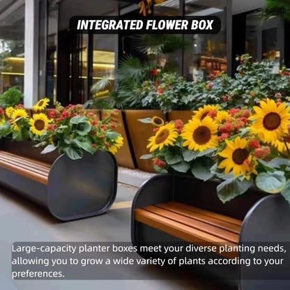 Aihm-Lon Landscape Bench with Black Flower Box Includes Rustic Simple Style 62.99"-78.74"