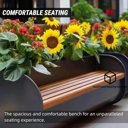 Aihm-Lon Landscape Bench with Black Flower Box Includes Rustic Simple Style 62.99"-78.74"