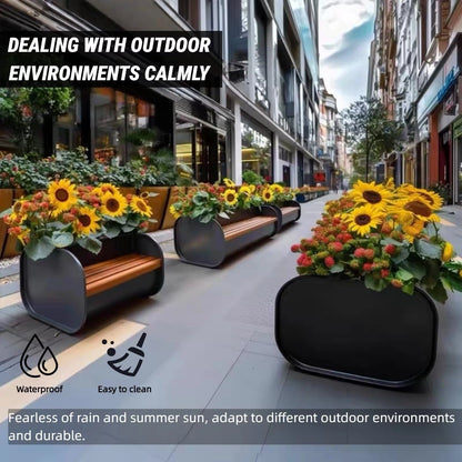 Aihm-Lon Landscape Bench with Black Flower Box Includes Rustic Simple Style 62.99"-78.74"