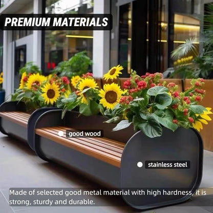 Aihm-Lon Landscape Bench with Black Flower Box Includes Rustic Simple Style 62.99"-78.74"