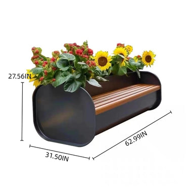 Aihm-Lon Landscape Bench with Black Flower Box Includes Rustic Simple Style 62.99"-78.74"