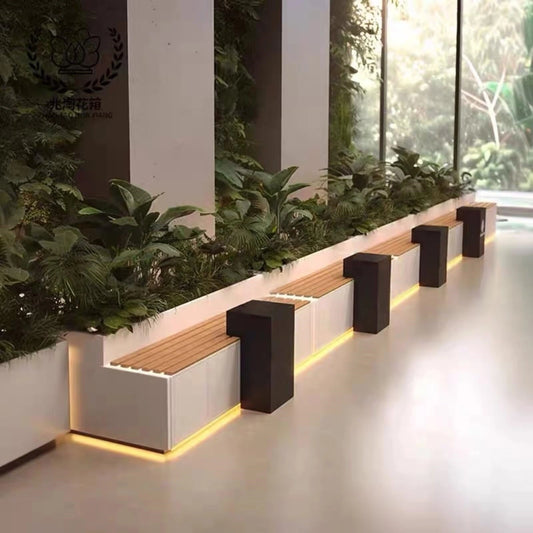 Aihm-Lon Landscape Bench  with Spacious Seat Black Table and Light 55.12" - 70.87"