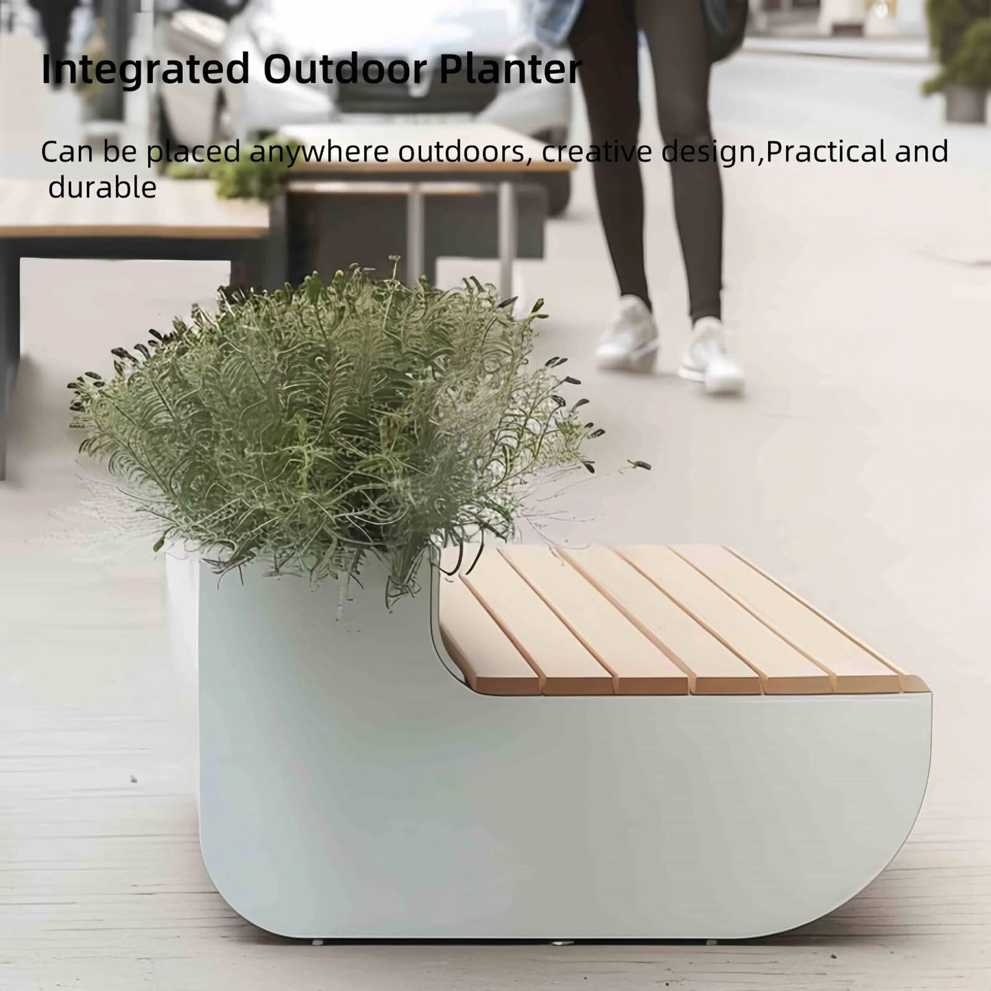 Aihm-Lon Landscape Bench  with  White Simple Color & Iron Material  for Commercial Street Office 62.99" - 78.74"