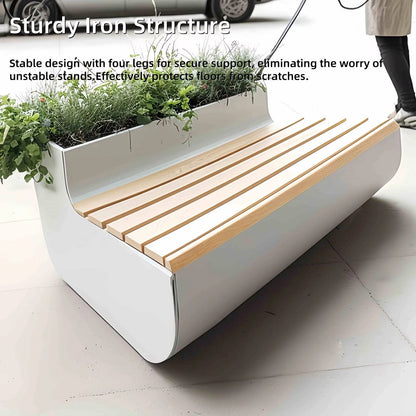 Aihm-Lon Landscape Bench  with  White Simple Color & Iron Material  for Commercial Street Office 62.99" - 78.74"
