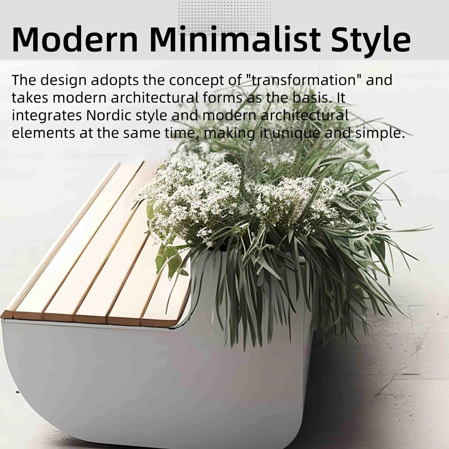 Aihm-Lon Landscape Bench  with  White Simple Color & Iron Material  for Commercial Street Office 62.99" - 78.74"