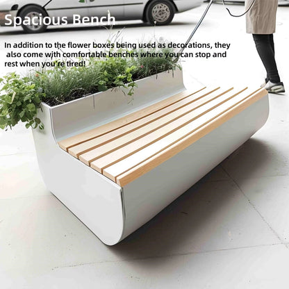 Aihm-Lon Landscape Bench  with  White Simple Color & Iron Material  for Commercial Street Office 62.99" - 78.74"