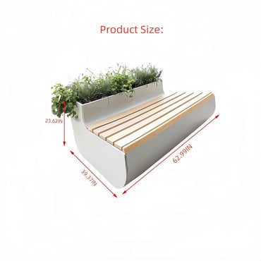 Aihm-Lon Landscape Bench  with  White Simple Color & Iron Material  for Commercial Street Office 62.99" - 78.74"