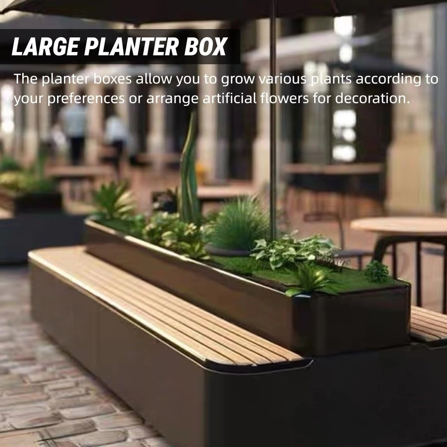 Aihm-Lon Landscape Bench  with Back-to-Back Simple Design Double Row Seats 47.24" - 70.87"