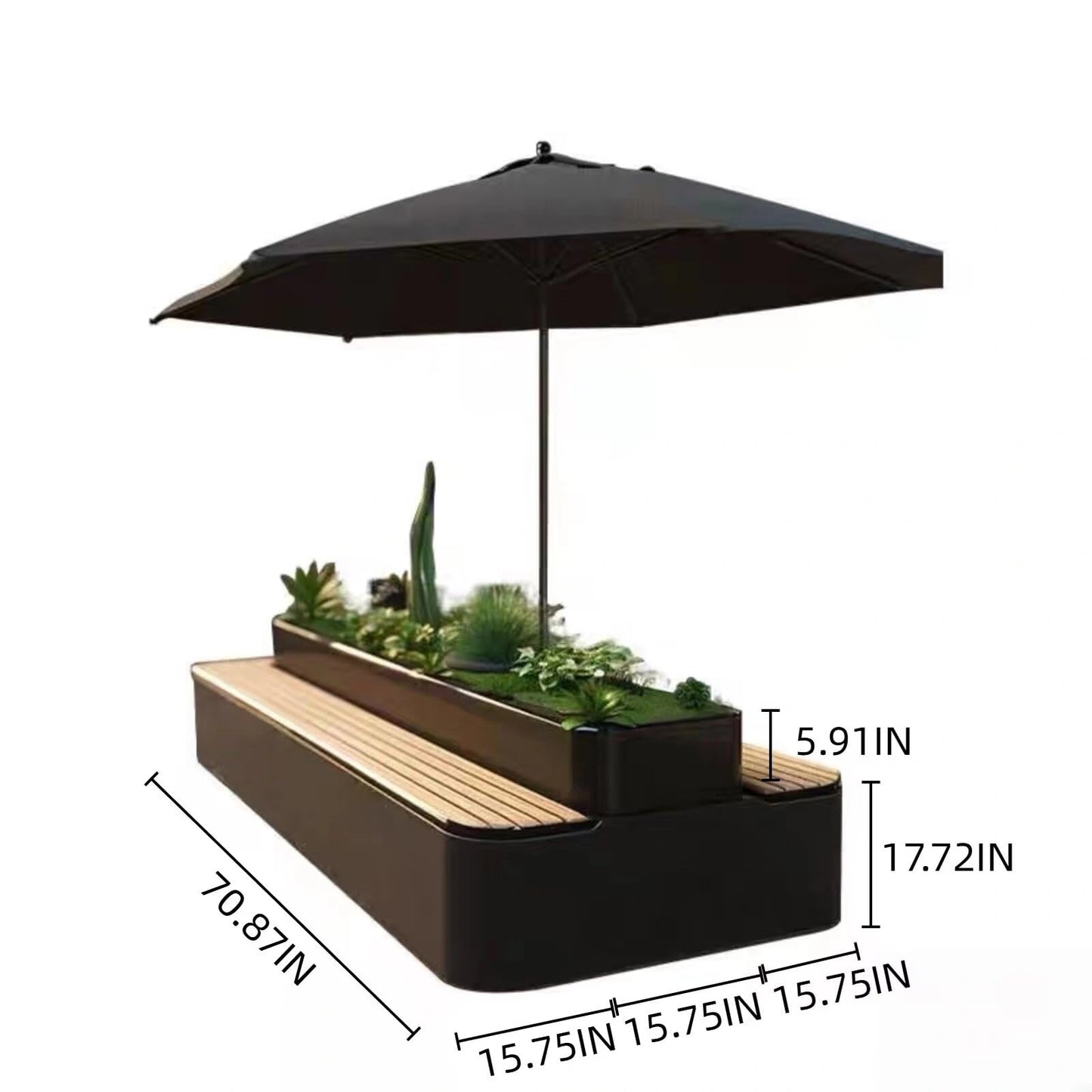Aihm-Lon Landscape Bench  with Back-to-Back Simple Design Double Row Seats 47.24" - 70.87"