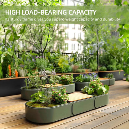 Aihm-Lon Landscape Bench with Green Planter Box and Comfortable Wooden Sitting 55.12"