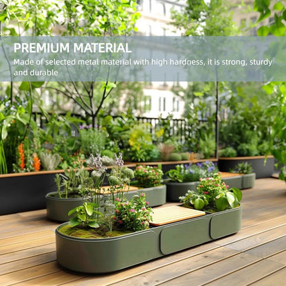 Aihm-Lon Landscape Bench with Green Planter Box and Comfortable Wooden Sitting 55.12"