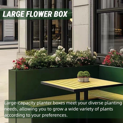 Aihm-Lon Landscape Bench  with Green L-shaped Flower Box and Table 70.87"