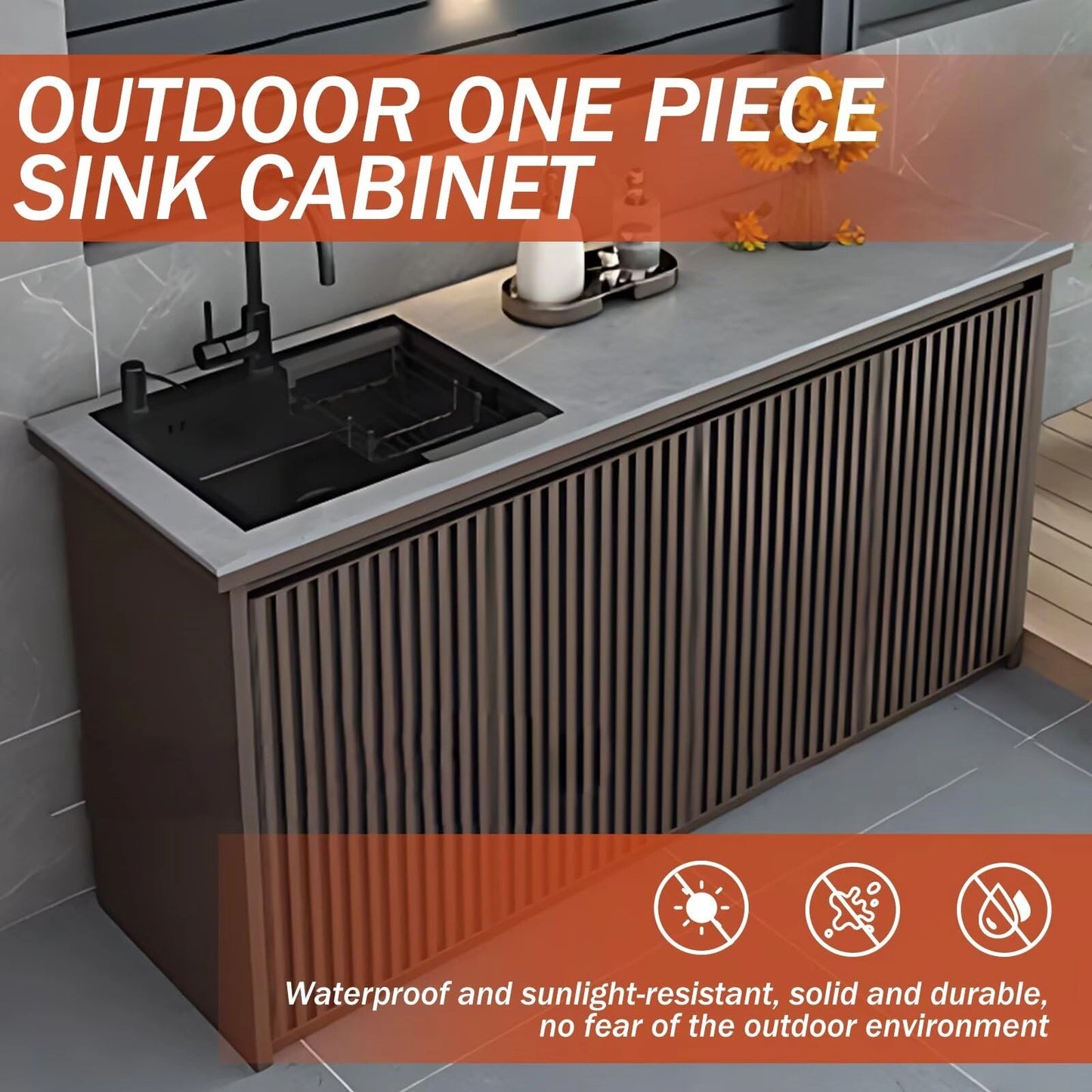 Aihm-Lon Outdoor Kitchen Cabinet with  Large Storage 62.99"