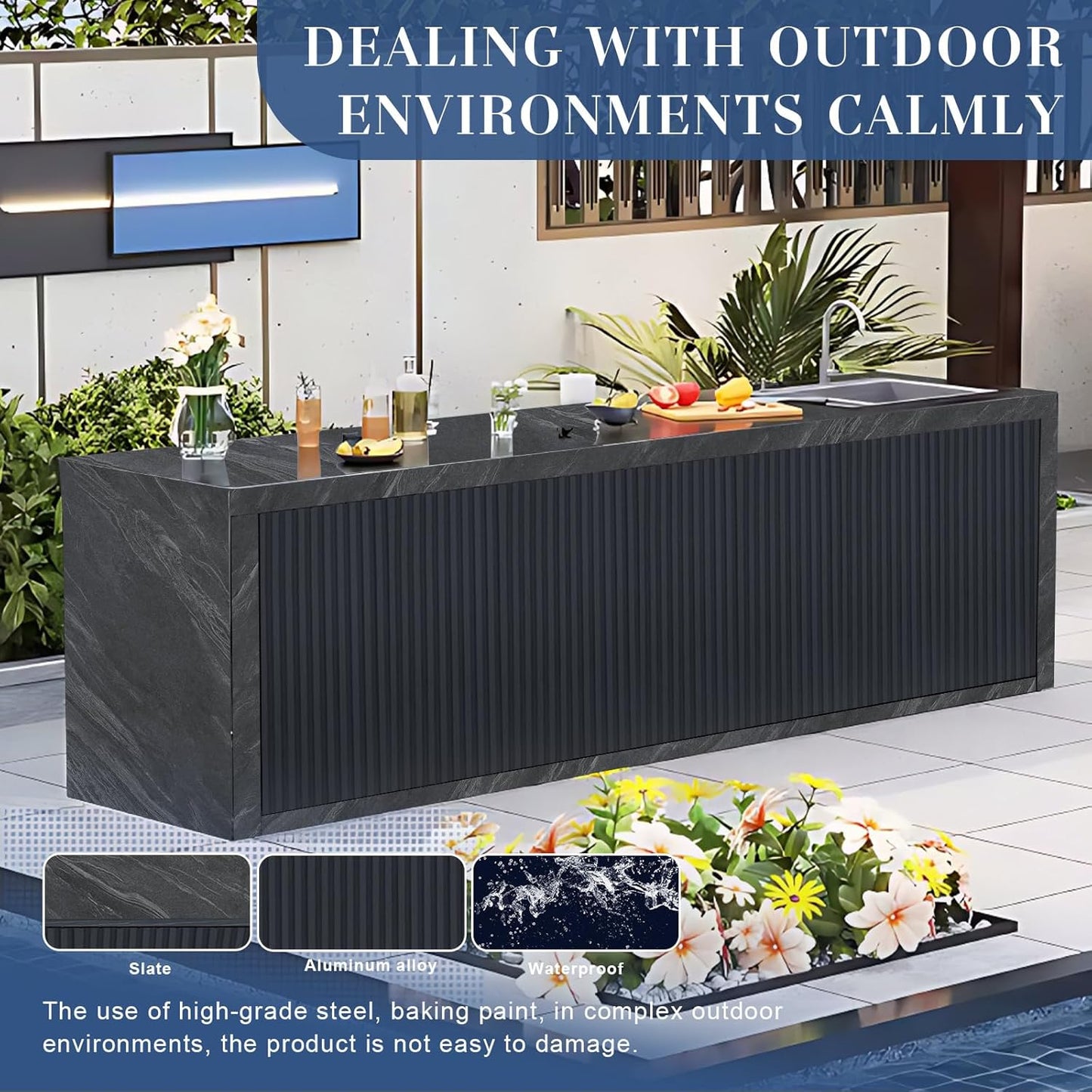 Aihm-Lon Outdoor Kitchen Cabinets with Sink 62.99"-78.74"