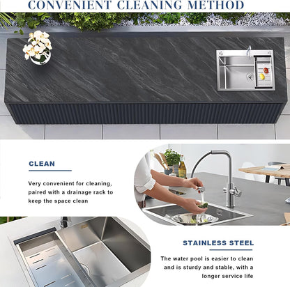Aihm-Lon Outdoor Kitchen Cabinets with Sink 62.99"-78.74"