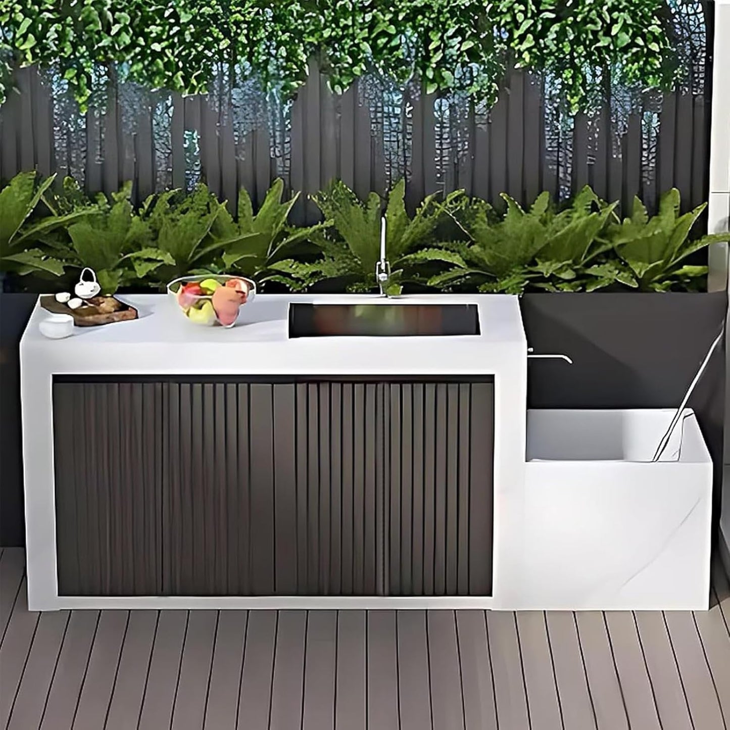 Aihm-Lon Outdoor Kitchen Cabinets with Sink 84.64"