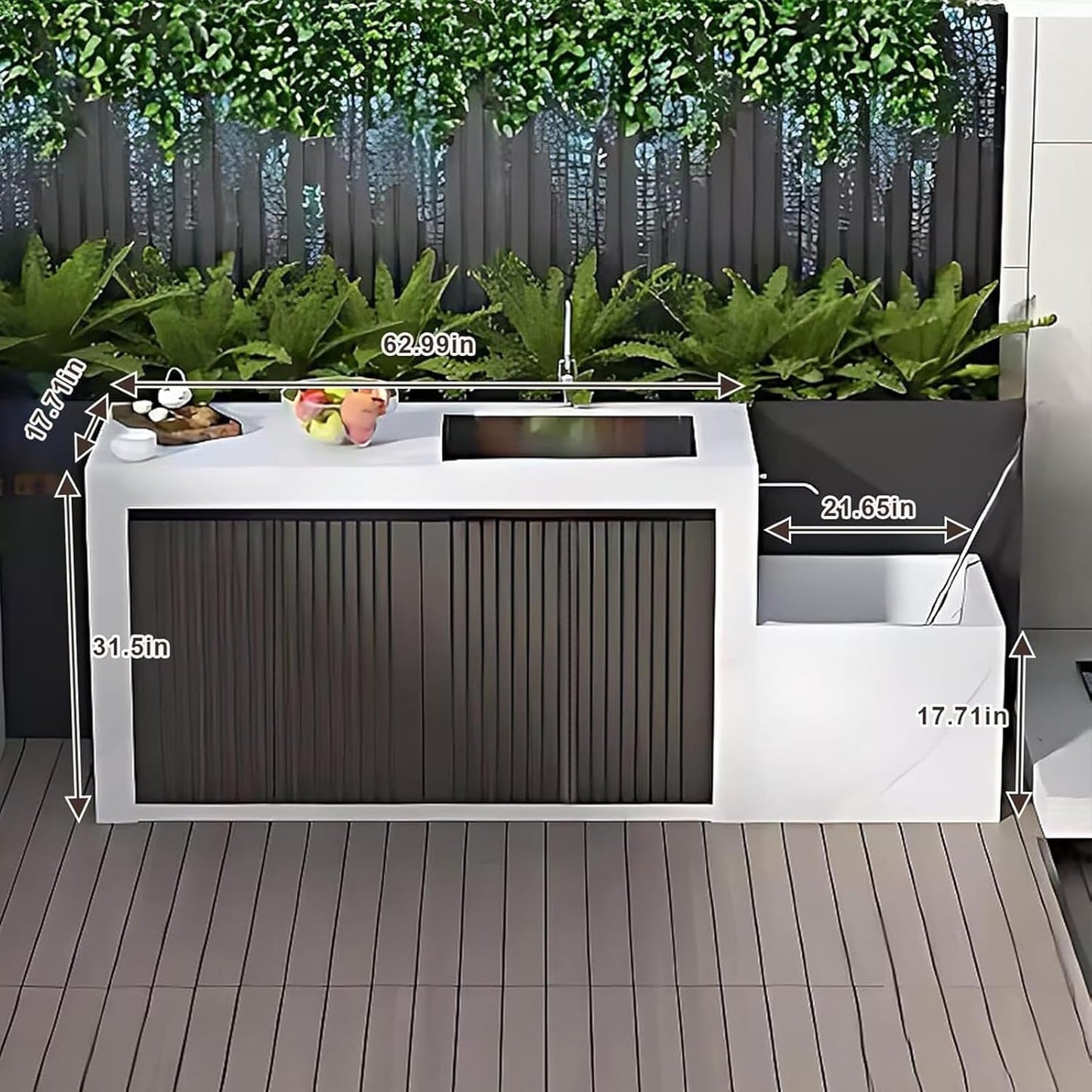 Aihm-Lon Outdoor Kitchen Cabinets with Sink 84.64"