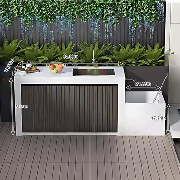 Aihm-Lon Outdoor Kitchen Cabinets with Sink 84.64"