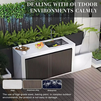 Aihm-Lon Outdoor Kitchen Cabinets with Sink 84.64"