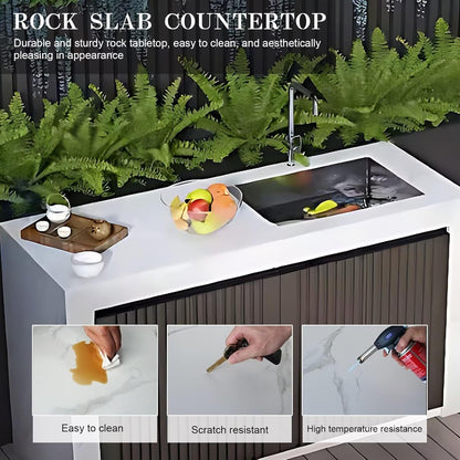 Aihm-Lon Outdoor Kitchen Cabinets with Sink 84.64"