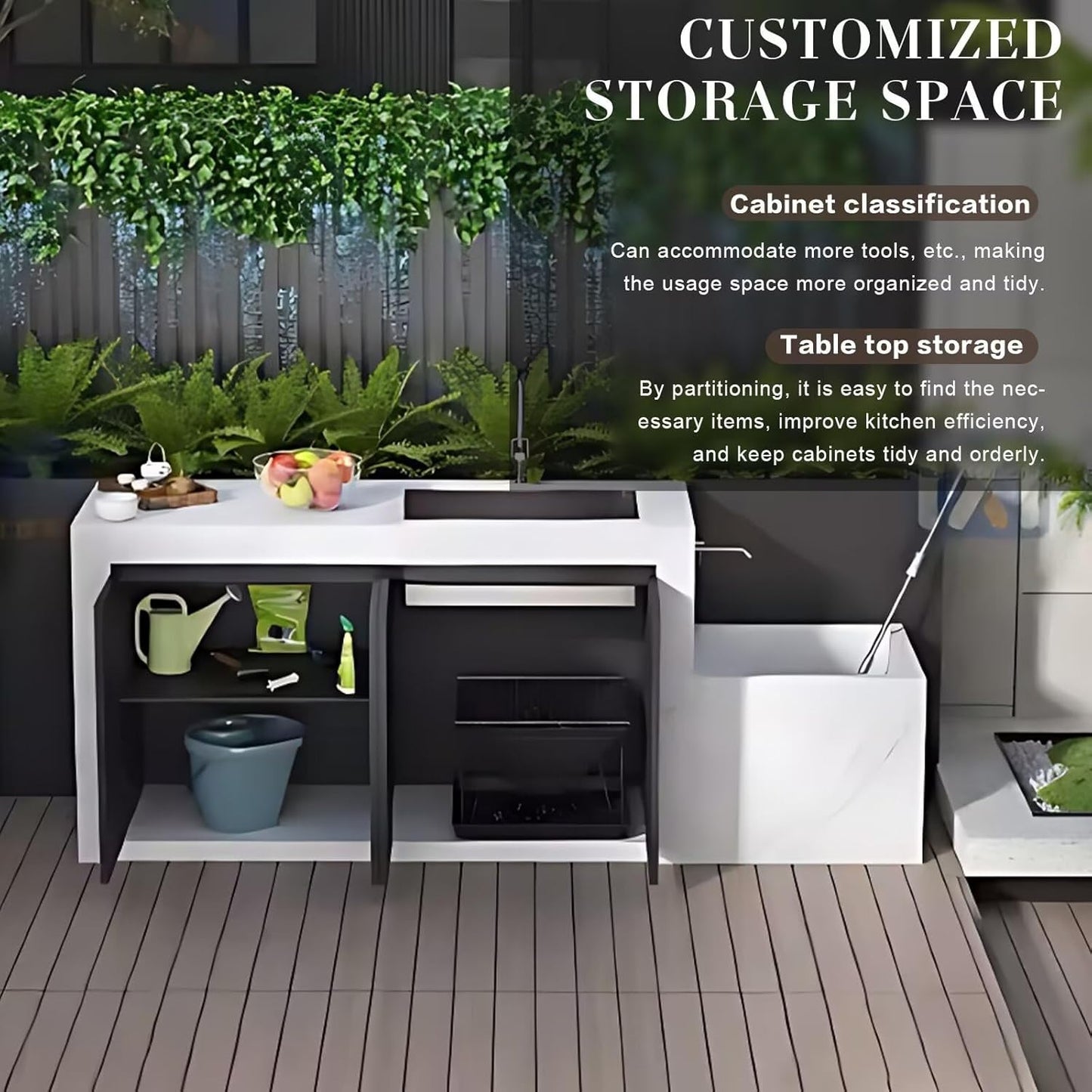 Aihm-Lon Outdoor Kitchen Cabinets with Sink 84.64"