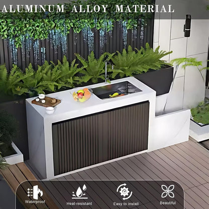 Aihm-Lon Outdoor Kitchen Cabinets with Sink 84.64"