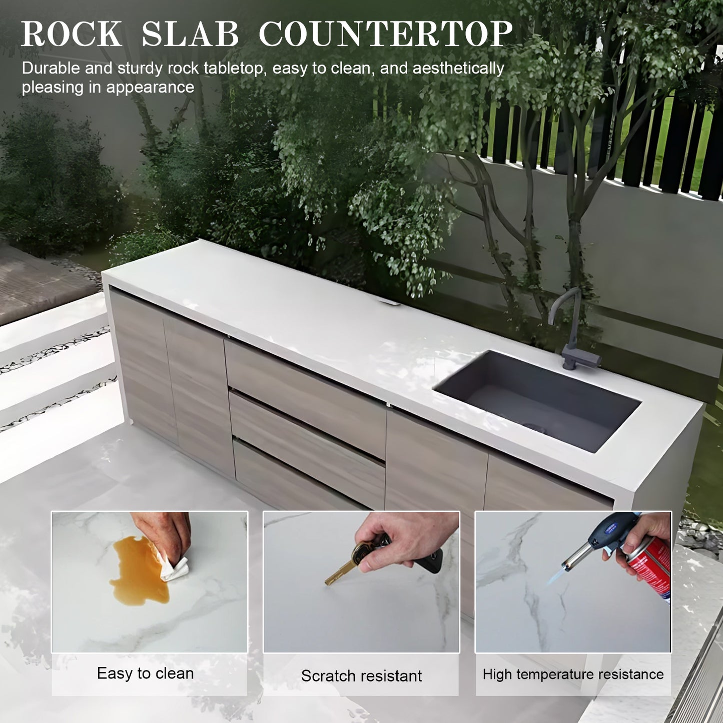 Aihm-Lon Aluminum Outdoor Sink Cabinet with Drawers 78.74"