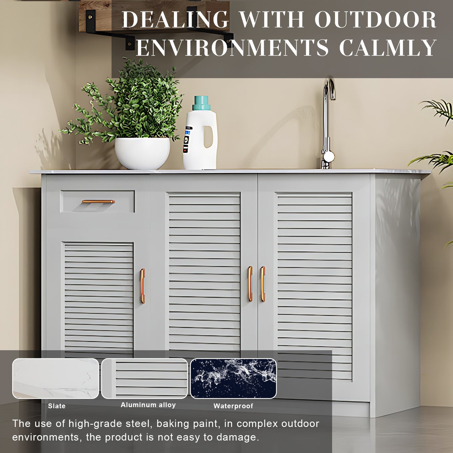 Aihm-Lon Outdoor Large Storage Cabinets with Doors and Shelves 43.31"-55.12"