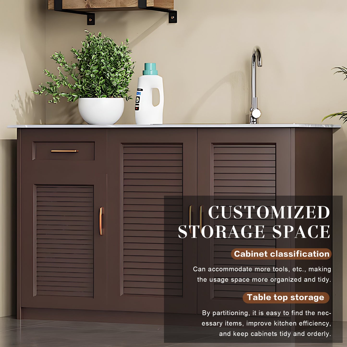 Aihm-Lon Brown Outdoor Large Storage Cabinets with Doors 43.31"-55.12"