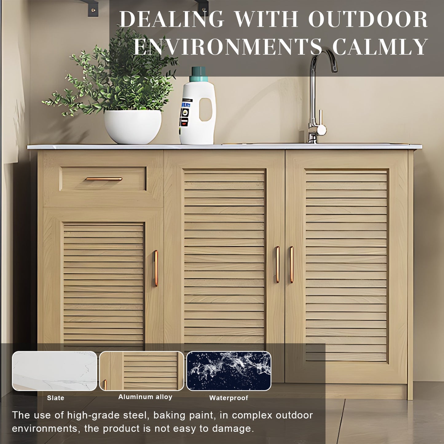 Aihm-Lon Wood Color Outdoor Large Storage Cabinets 43.31"-55.12"