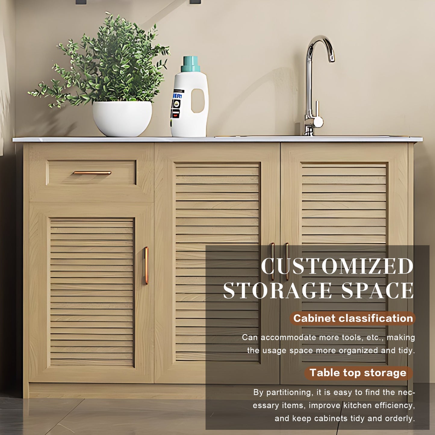 Aihm-Lon Wood Color Outdoor Large Storage Cabinets 43.31"-55.12"