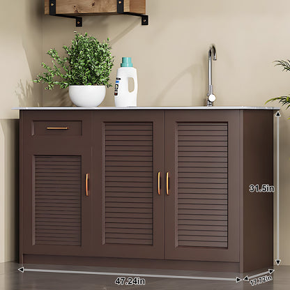 Aihm-Lon Brown Outdoor Large Storage Cabinets with Doors 43.31"-55.12"