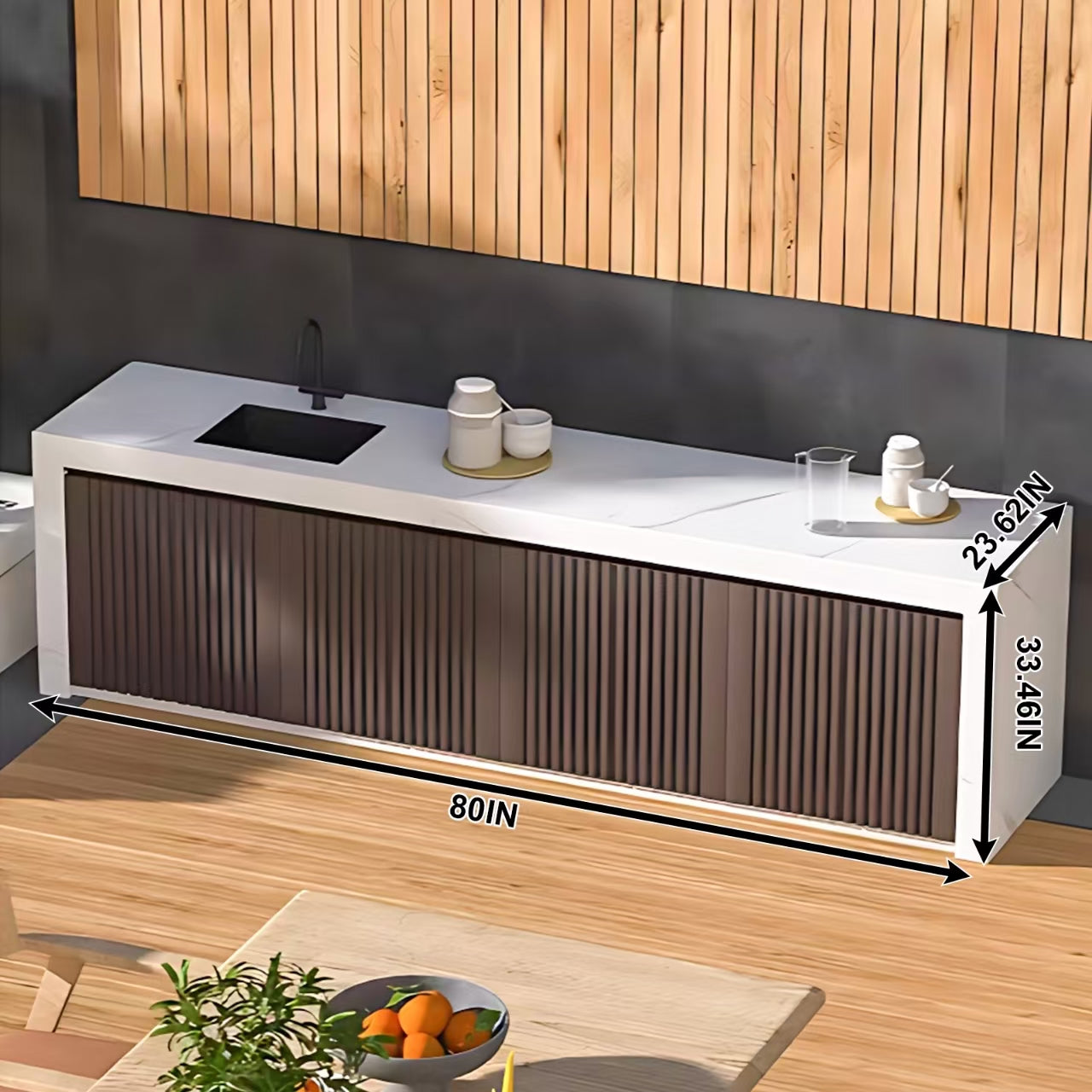 Aihm-Lon Outdoor Kitchen Cabinet with Utility Long Storage Cabinet  80"-88"