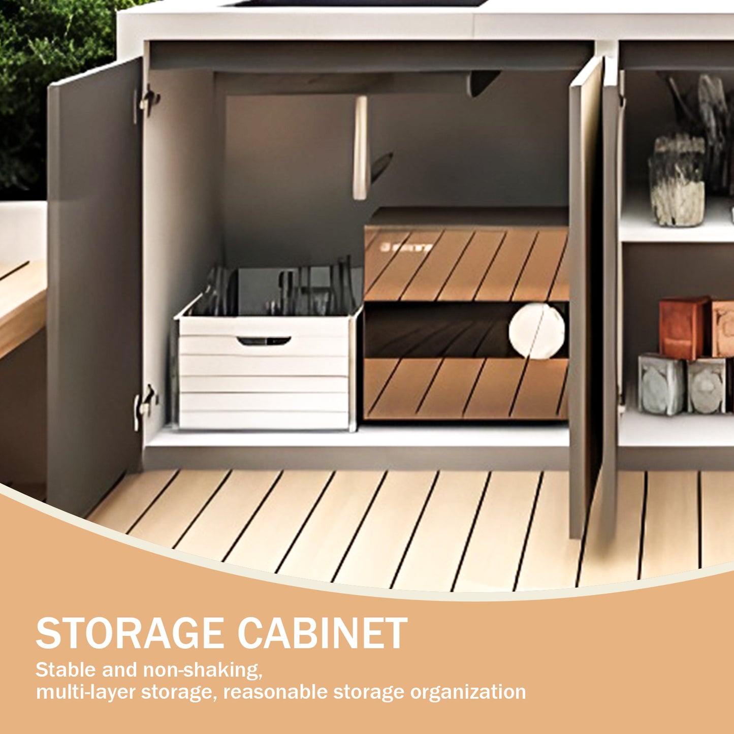 Aihm-Lon Outdoor Kitchen Cabinet with Sink and Storage 80"-88"