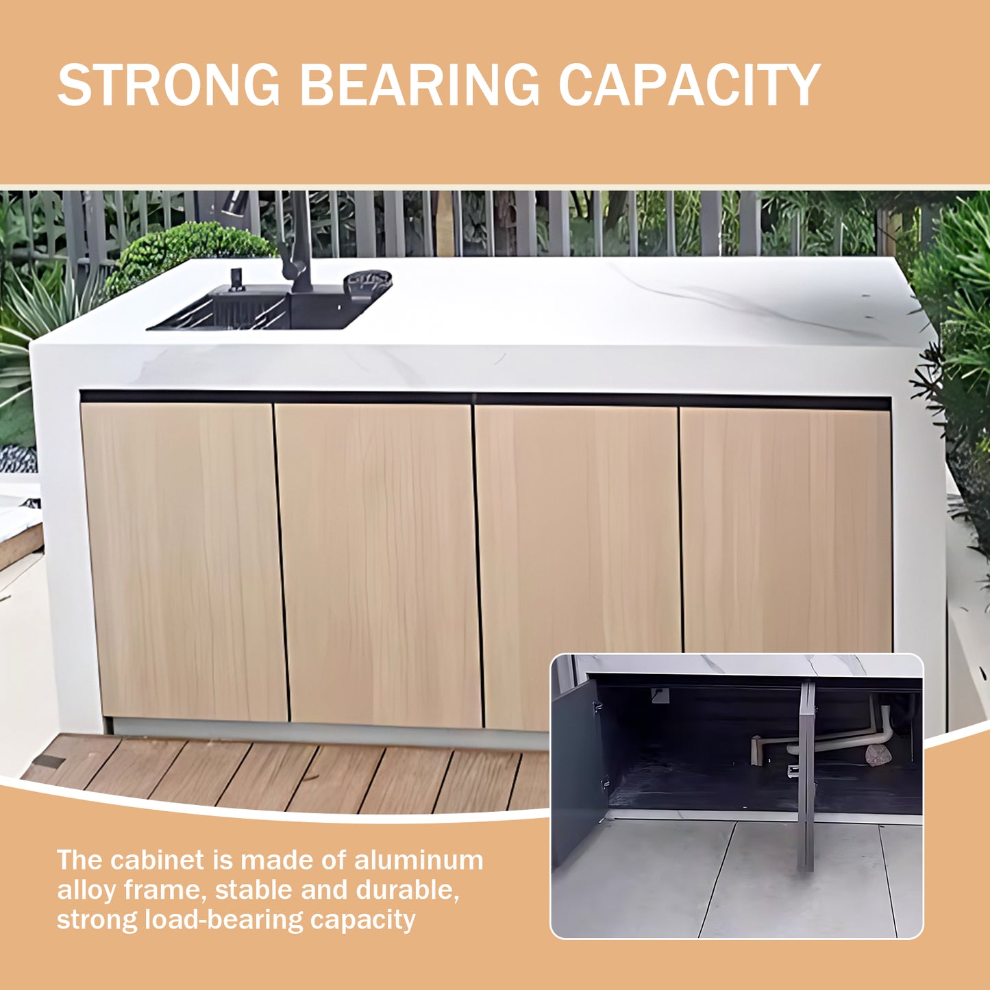 Aihm-Lon Outdoor Kitchen Cabinet with Sink and Storage 80"-88"