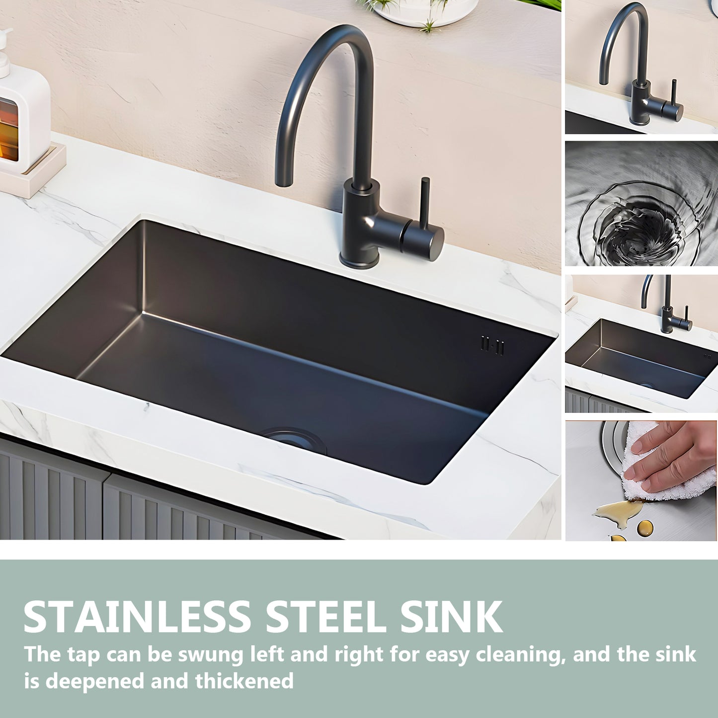 Aihm-Lon Outdoor Kitchen Cabinet with Double Sinks 68.5"