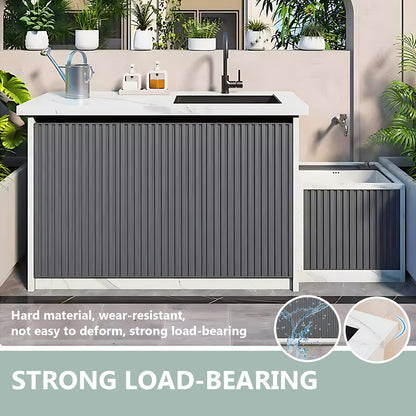 Aihm-Lon Outdoor Kitchen Cabinet with Double Sinks 68.5"