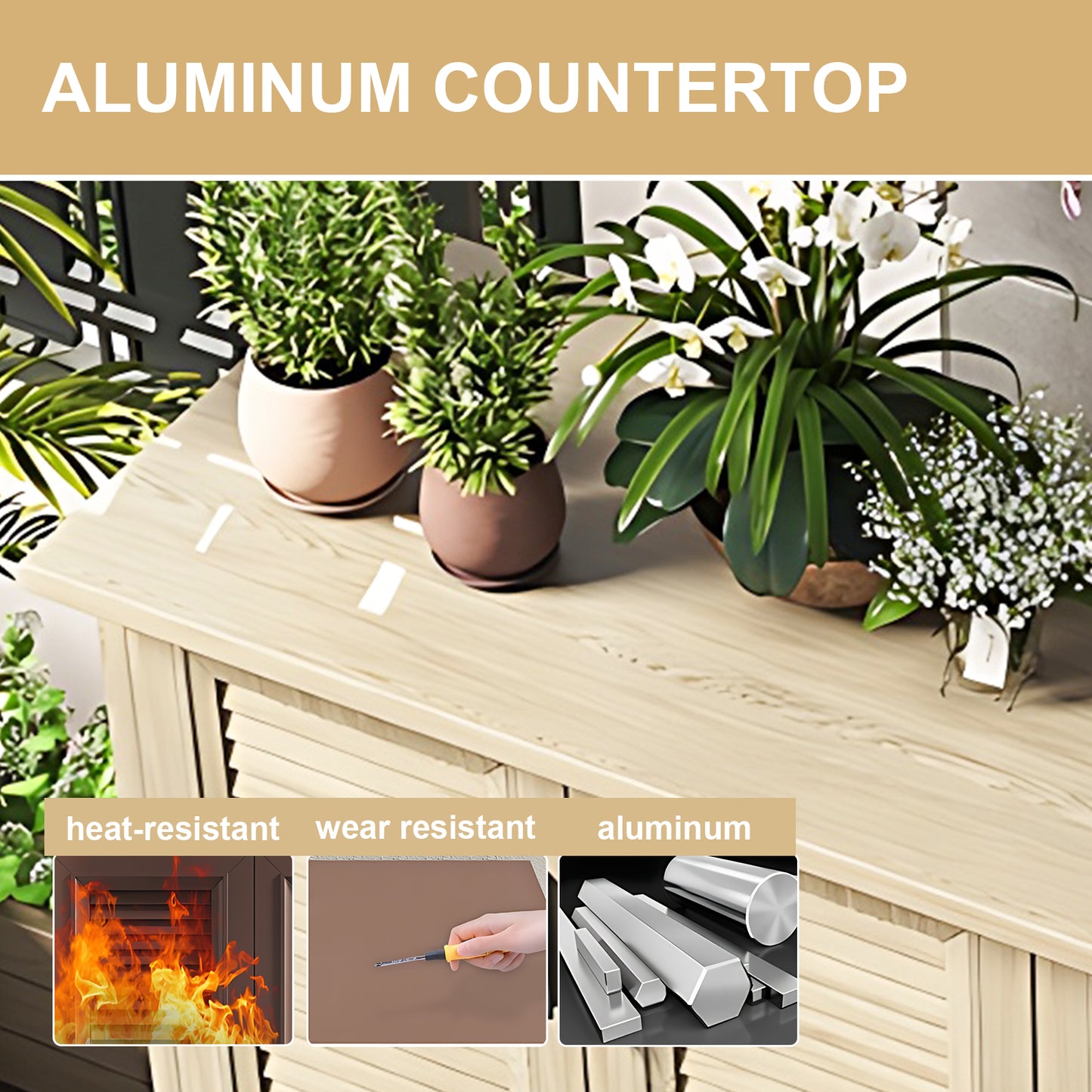 Aihm-Lon Outdoor Kitchen Cabinet with Aluminum Cabinet 47.24"