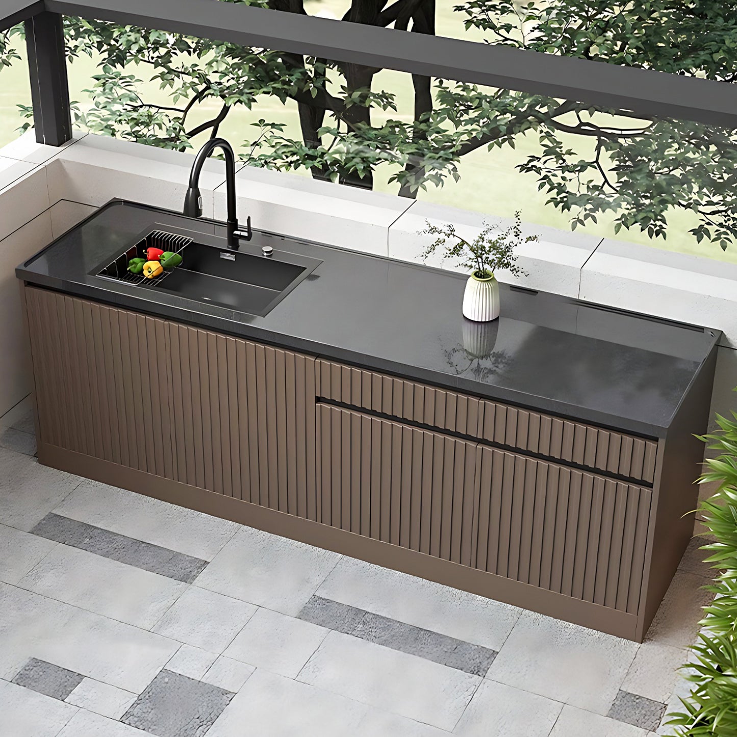 Aihm-Lon Outdoor Kitchen Cabinets with Cupboard Storage 70.86"-78.74"