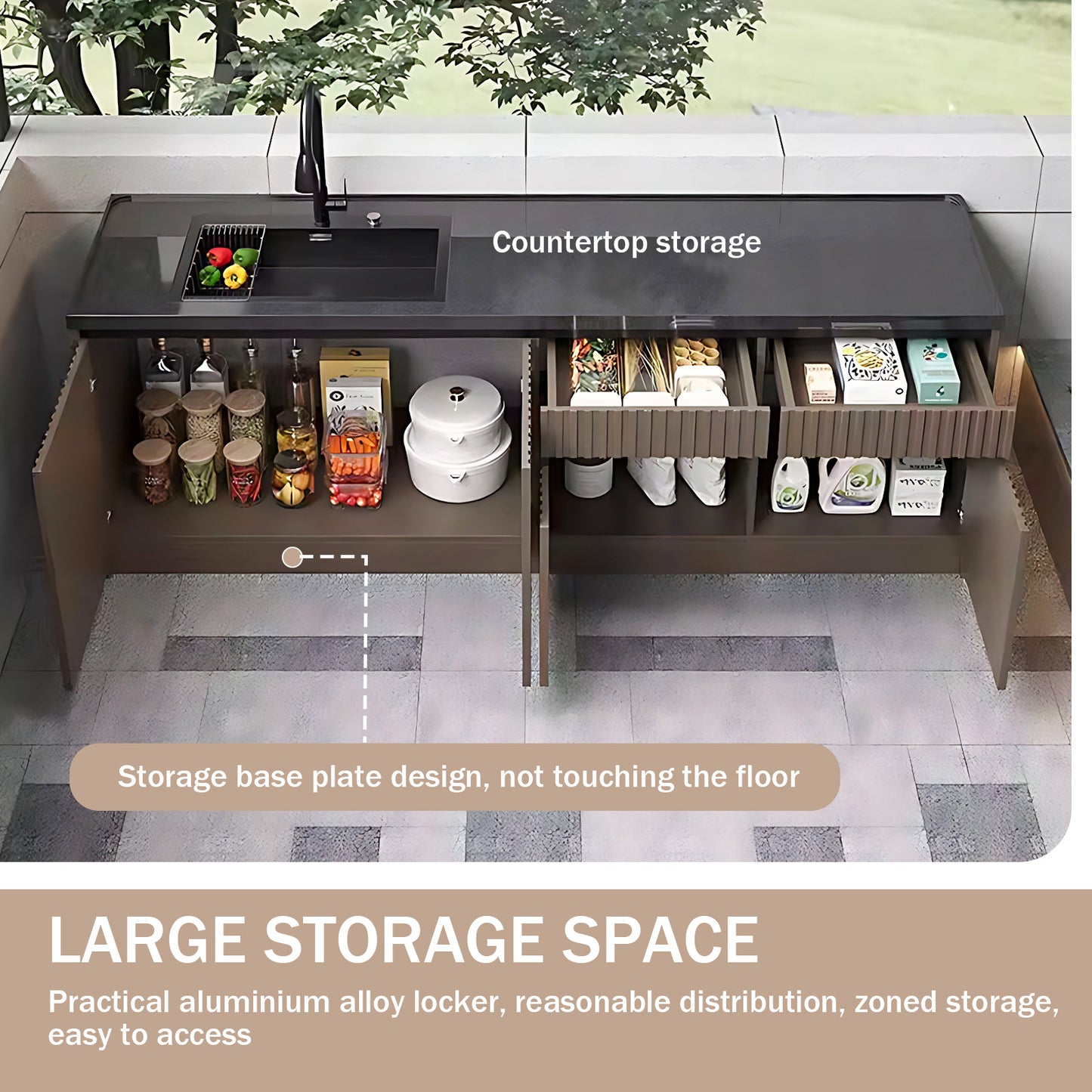 Aihm-Lon Outdoor Kitchen Cabinets with Cupboard Storage 70.86"-78.74"