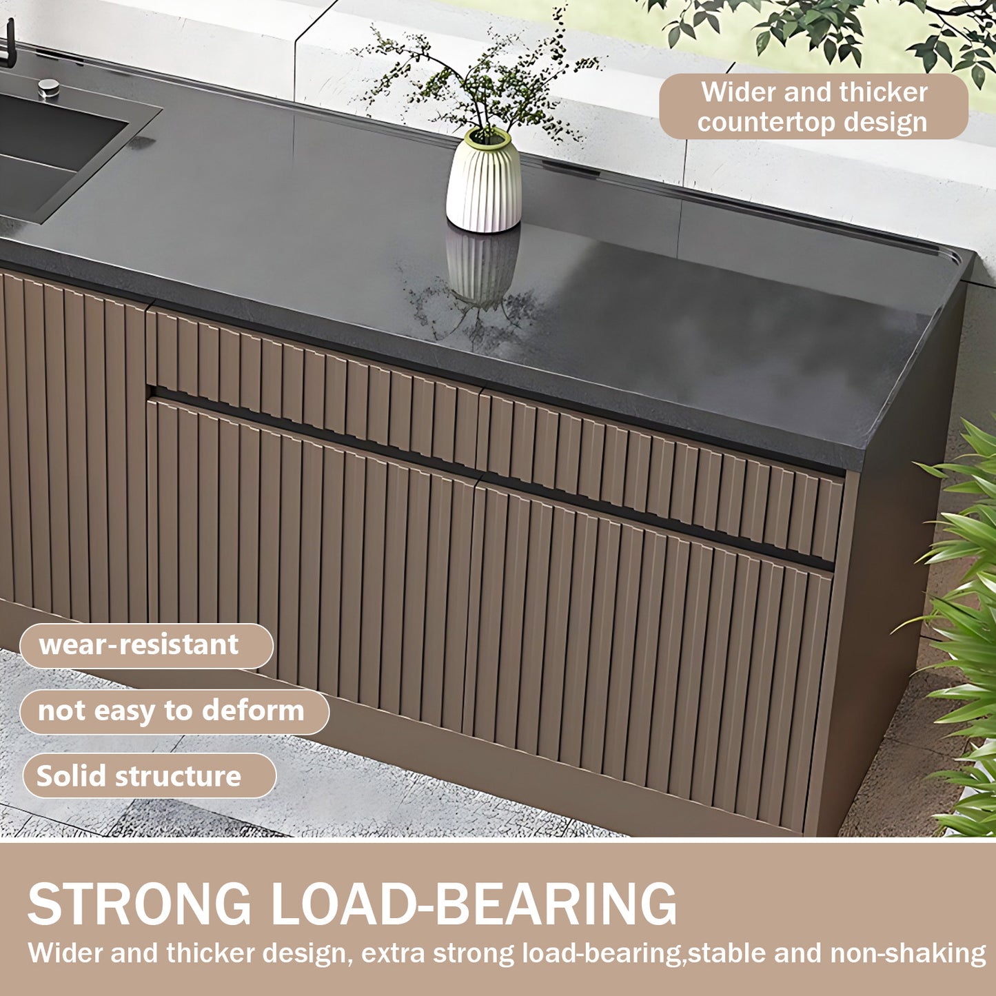 Aihm-Lon Outdoor Kitchen Cabinets with Cupboard Storage 70.86"-78.74"