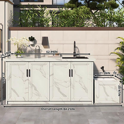 Aihm-Lon Outdoor Kitchen Cabinet with Washing Mop Sink 80.31"-84.25"