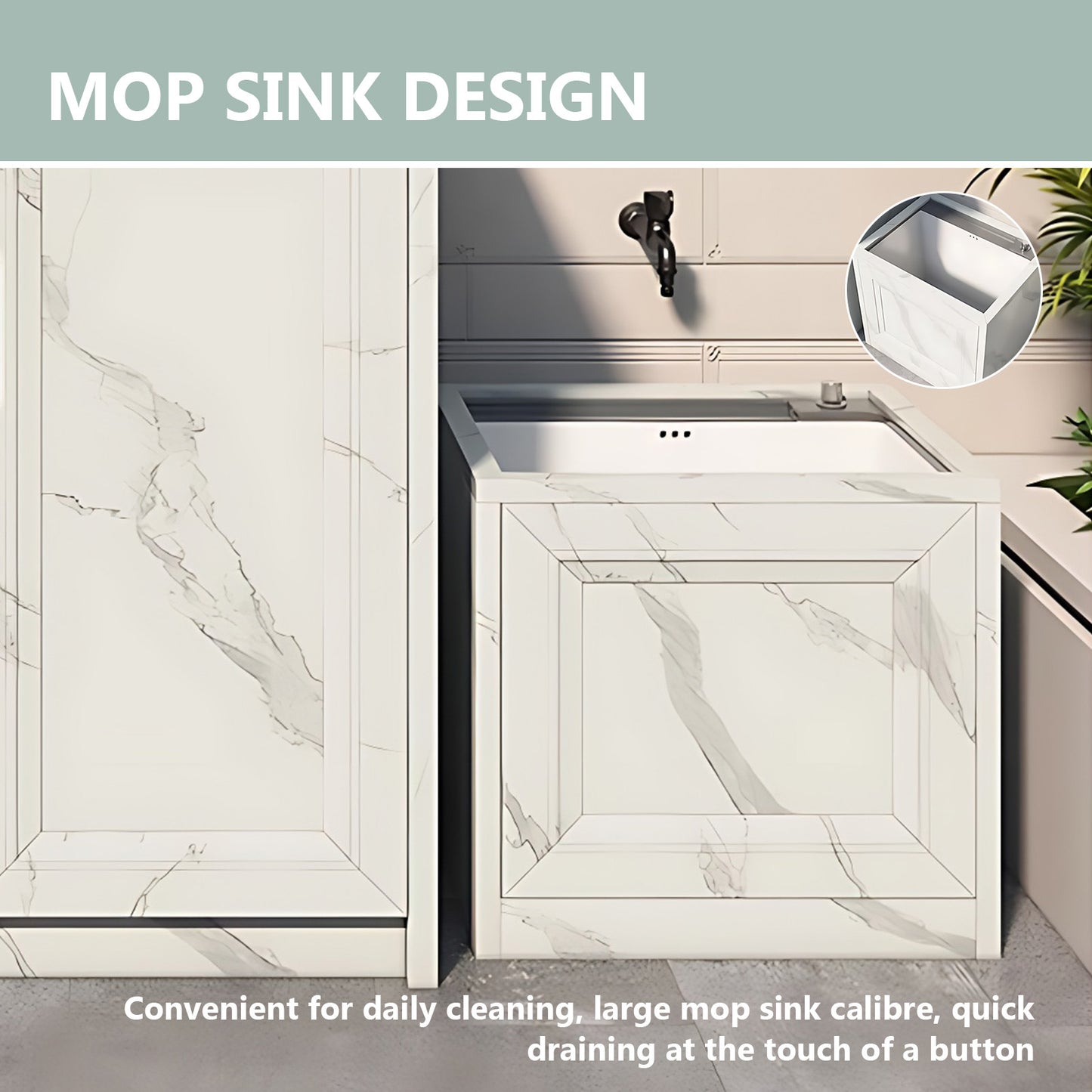 Aihm-Lon Outdoor Kitchen Cabinet with Washing Mop Sink 80.31"-84.25"