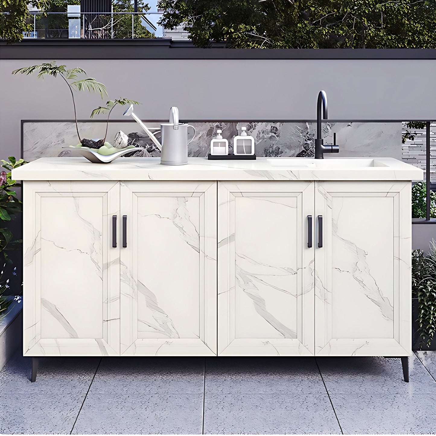 Aihm-Lon Outdoor Kitchen Cabinet with Two Doors Storage Cabinet 59.05"-62.99"
