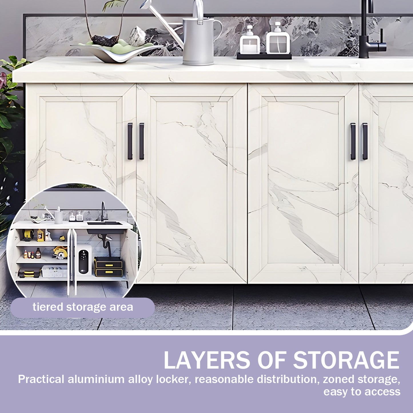 Aihm-Lon Outdoor Kitchen Cabinet with Two Doors Storage Cabinet 59.05"-62.99"