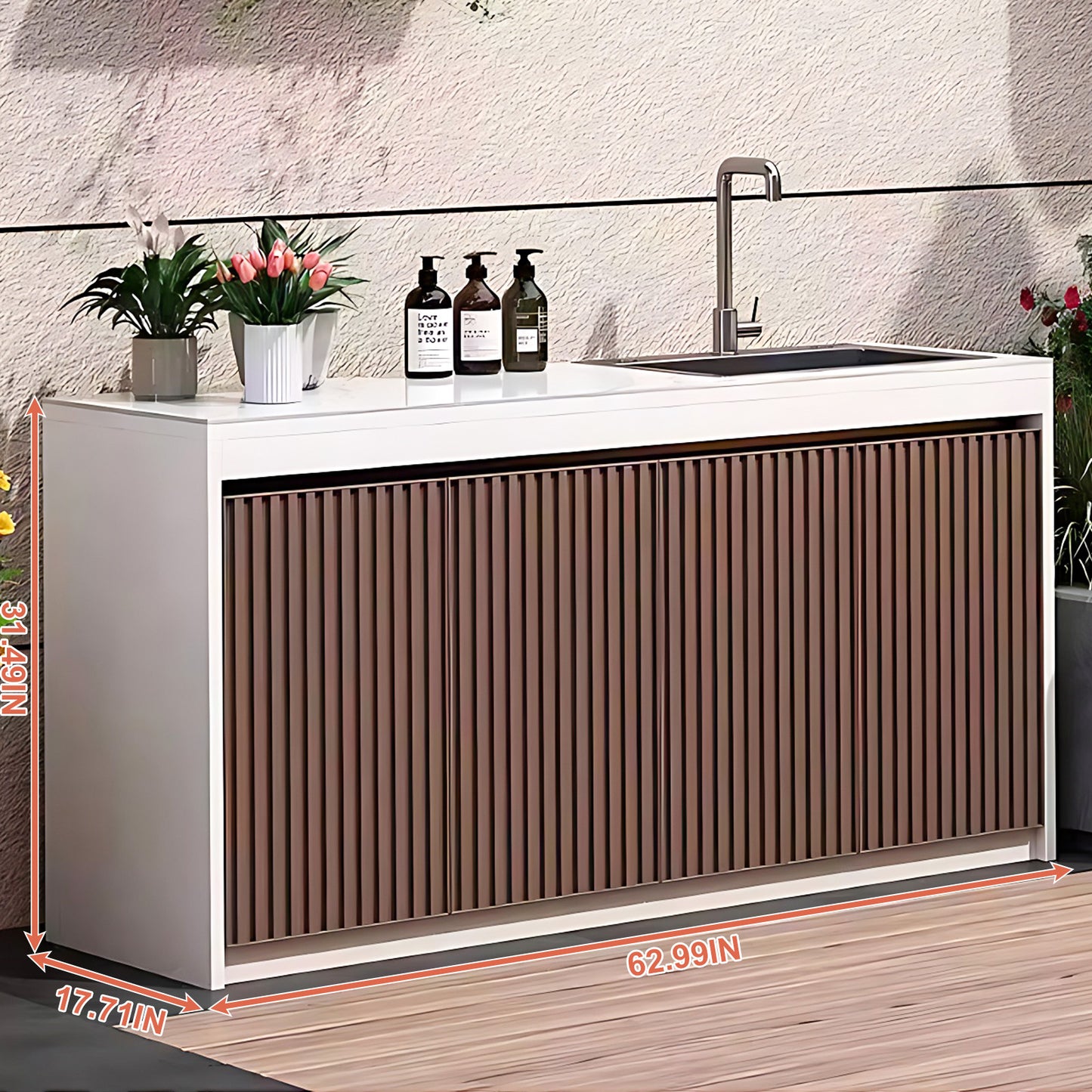 Aihm-Lon Aluminum Outdoor Kitchen Cabinet with Sink 62.99"