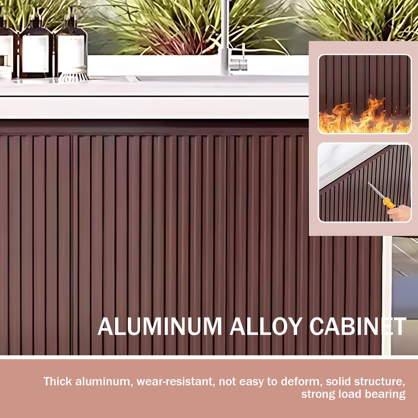 Aihm-Lon Aluminum Outdoor Kitchen Cabinet with Sink 62.99"