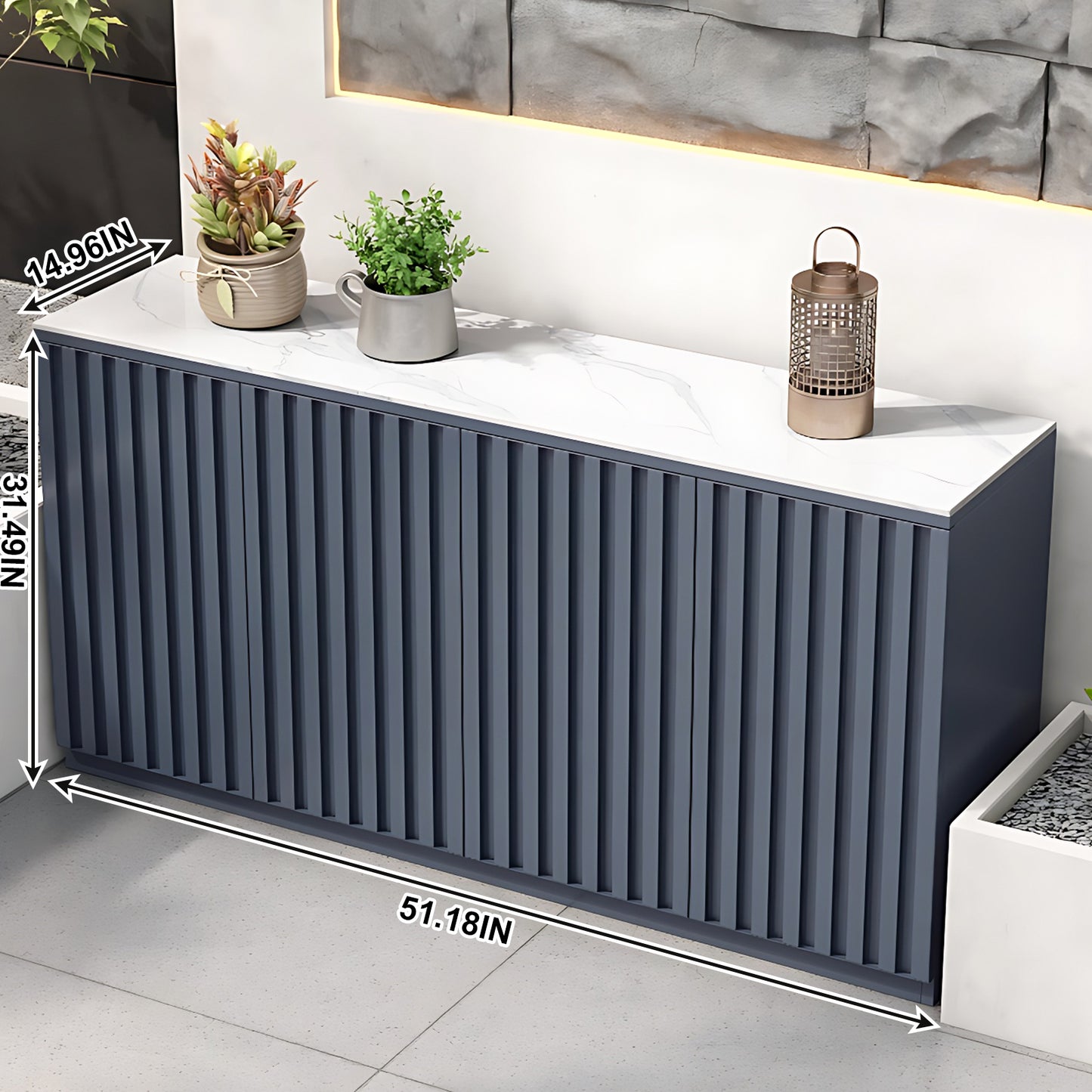 Aihm-Lon Aluminum Outdoor Kitchen Cabinet with White Countertop 51.18"-70.86"