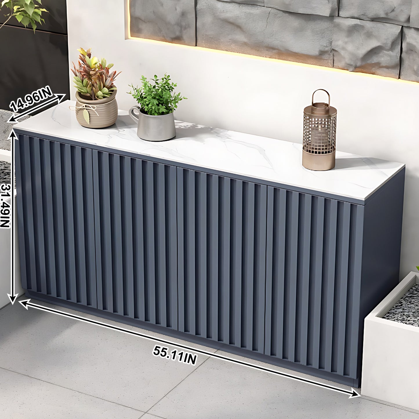 Aihm-Lon Aluminum Outdoor Kitchen Cabinet with White Countertop 51.18"-70.86"